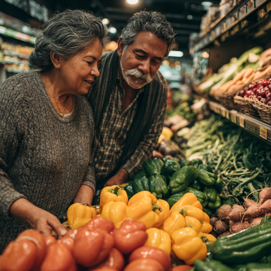 Adulto mayor disfrutando de una comida saludable